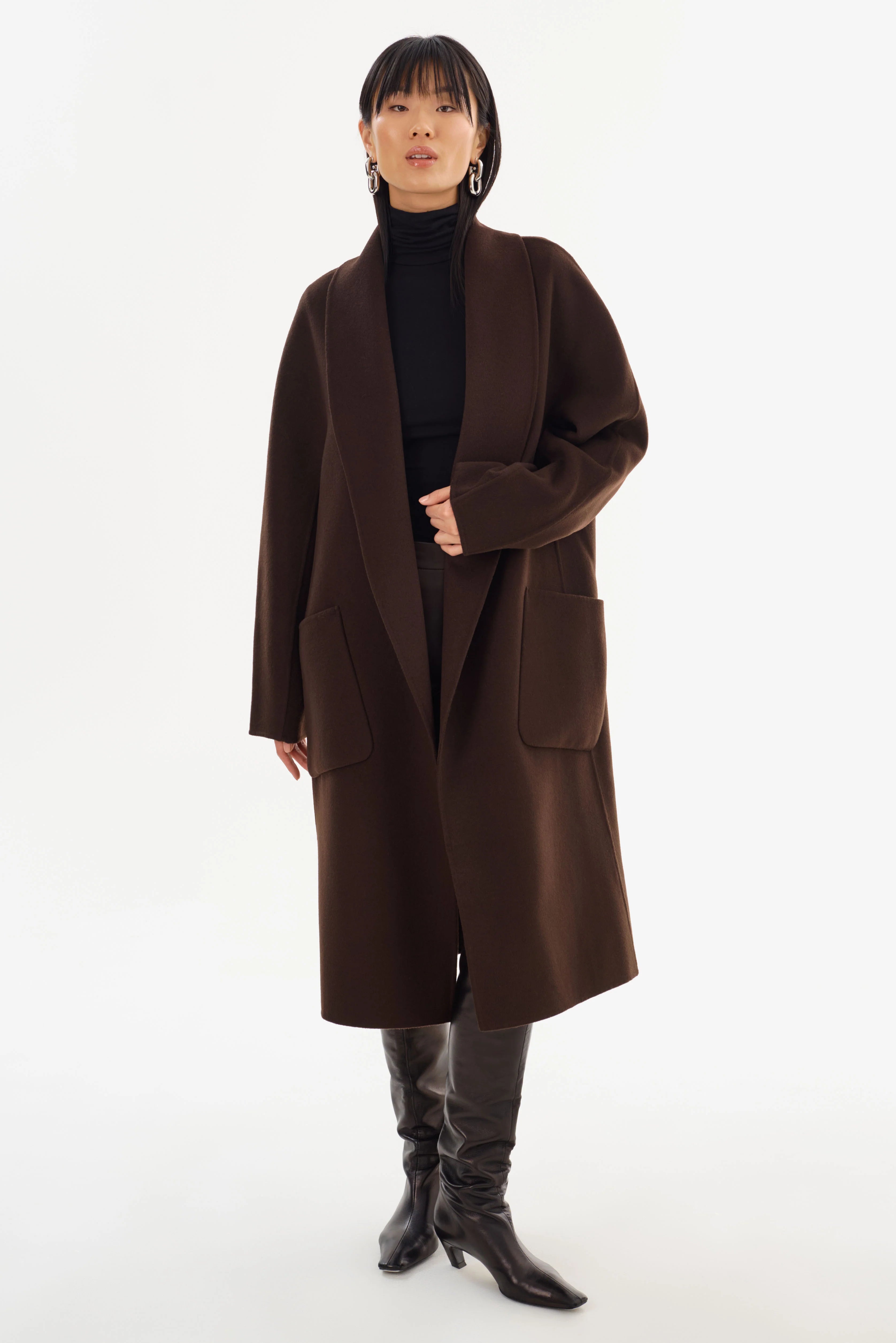 THARA | SHAWL COLLAR WOOL COAT