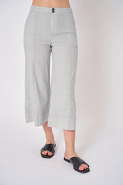 SANTORINI STRETCH LINEN WIDE-LEG PANT | Basalt
