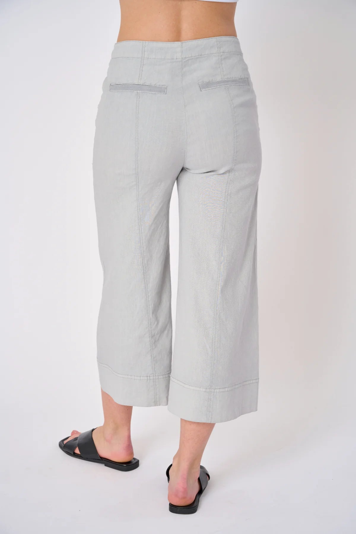 SANTORINI STRETCH LINEN WIDE-LEG PANT | Basalt