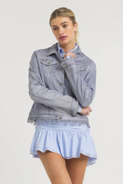 Alexa Patina Leather Jacket | Blueberry