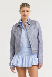 Alexa Patina Leather Jacket | Blueberry