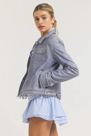 Alexa Patina Leather Jacket | Blueberry