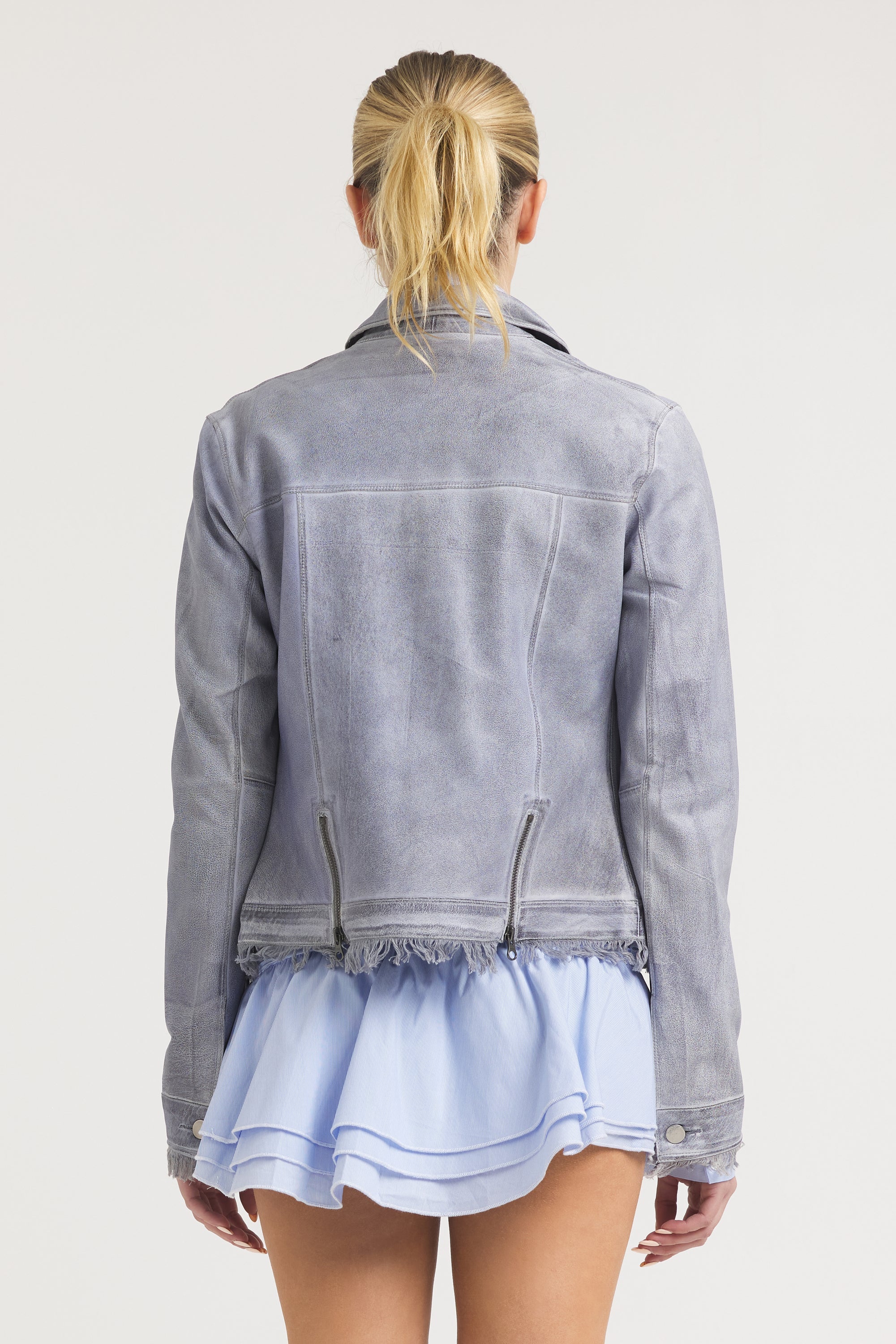 Alexa Patina Leather Jacket | Blueberry