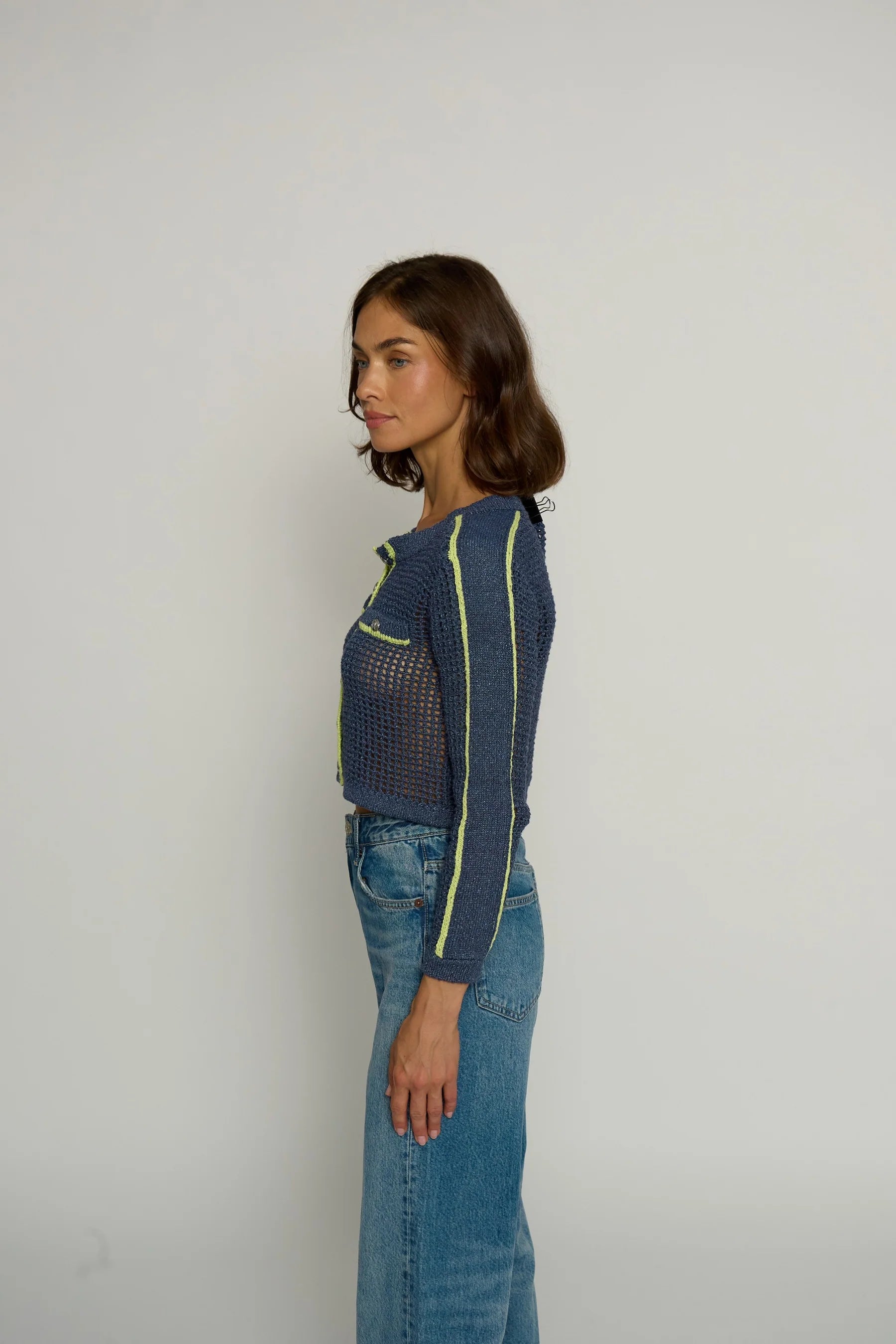 MESH STITCH CARDIGAN