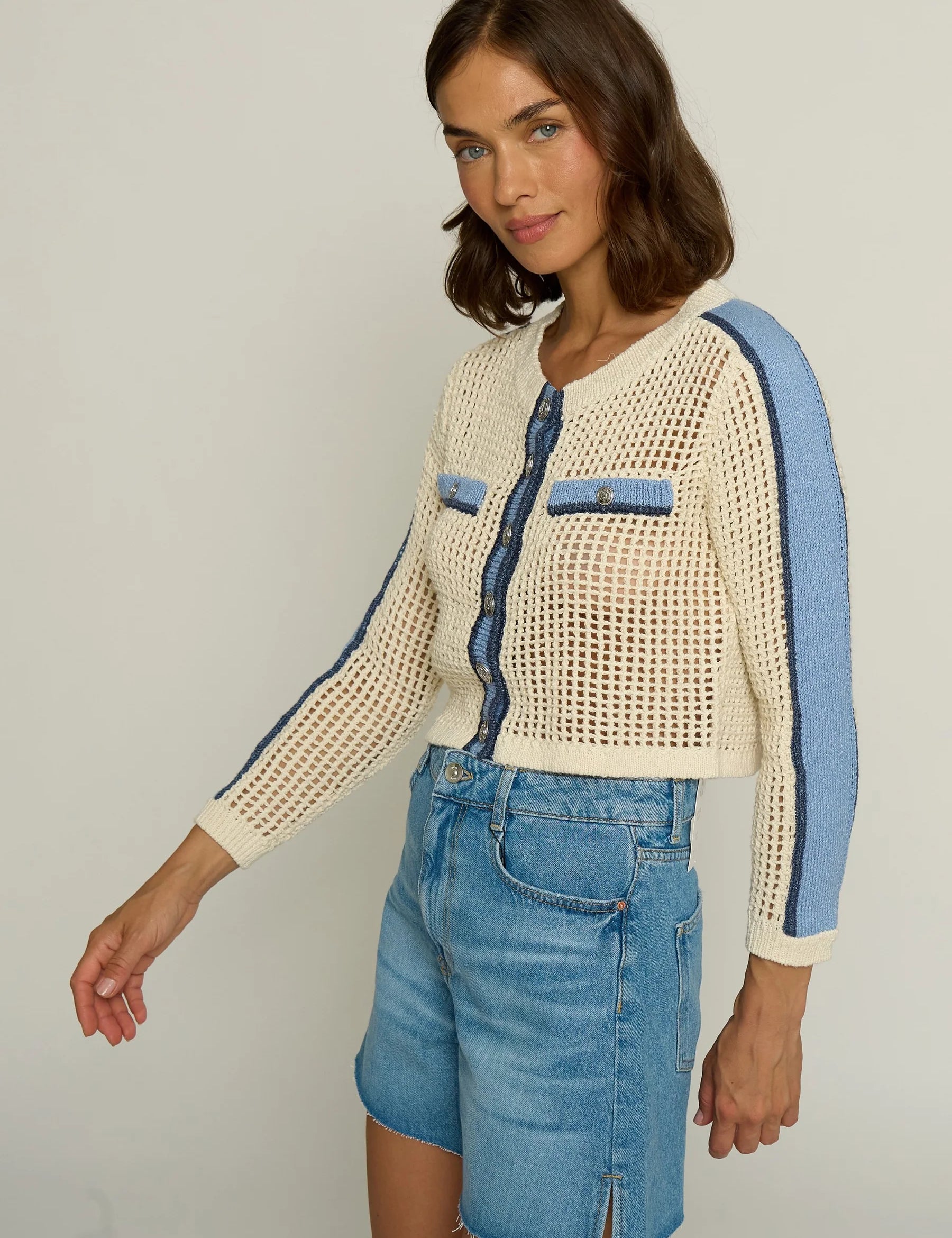 MESH STITCH CARDIGAN