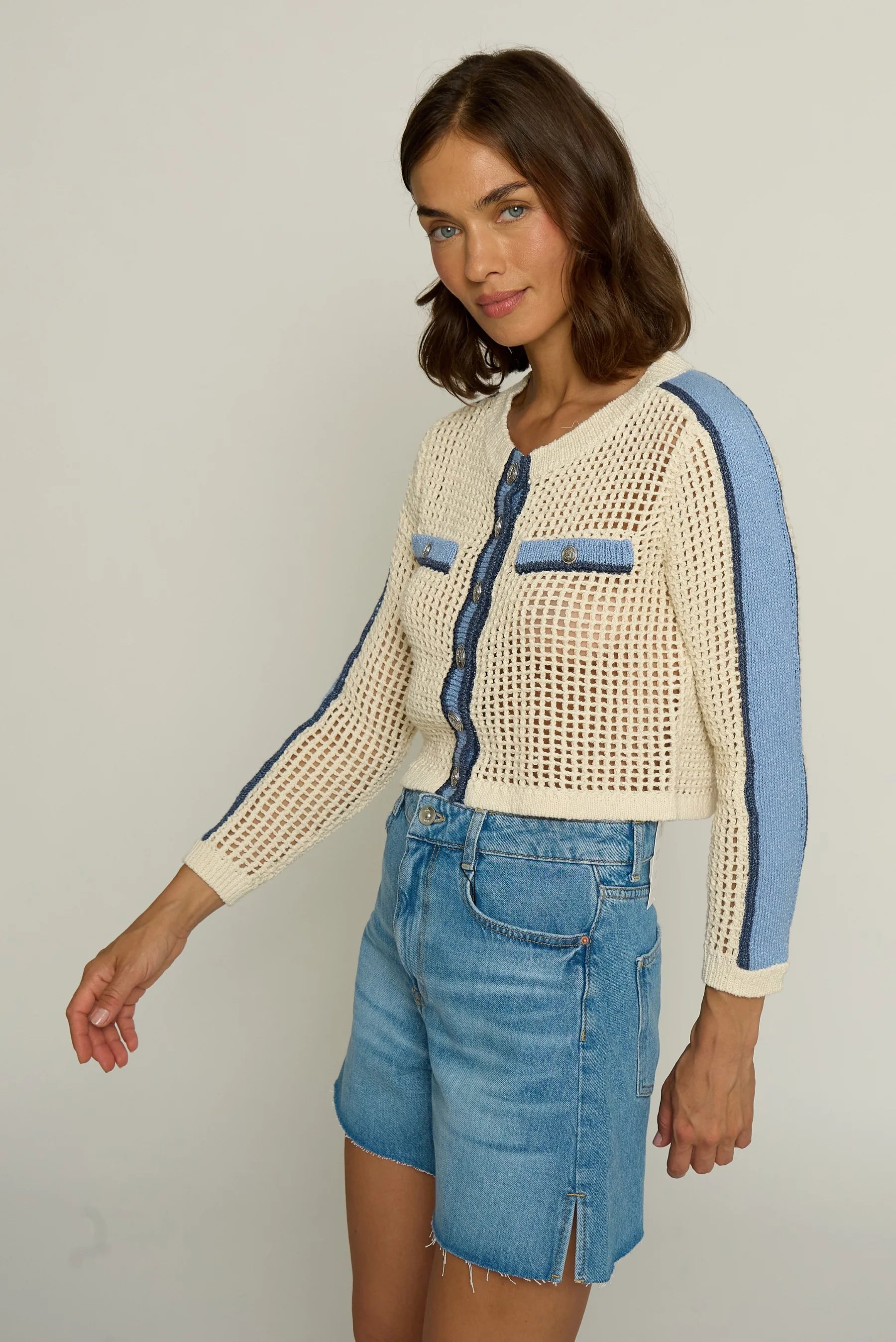 MESH STITCH CARDIGAN