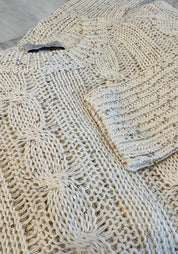 Sequin Cable Crew Sweater