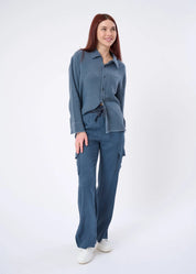 CARACAS STRETCH CUPRO WIDE-LEG CARGO PANT