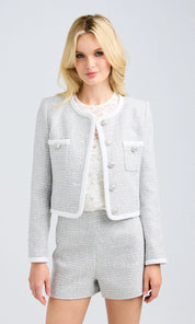 AMBER TWEED JACKET | Silver/White