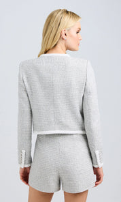 AMBER TWEED JACKET | Silver/White