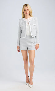 AMBER TWEED JACKET | Silver/White