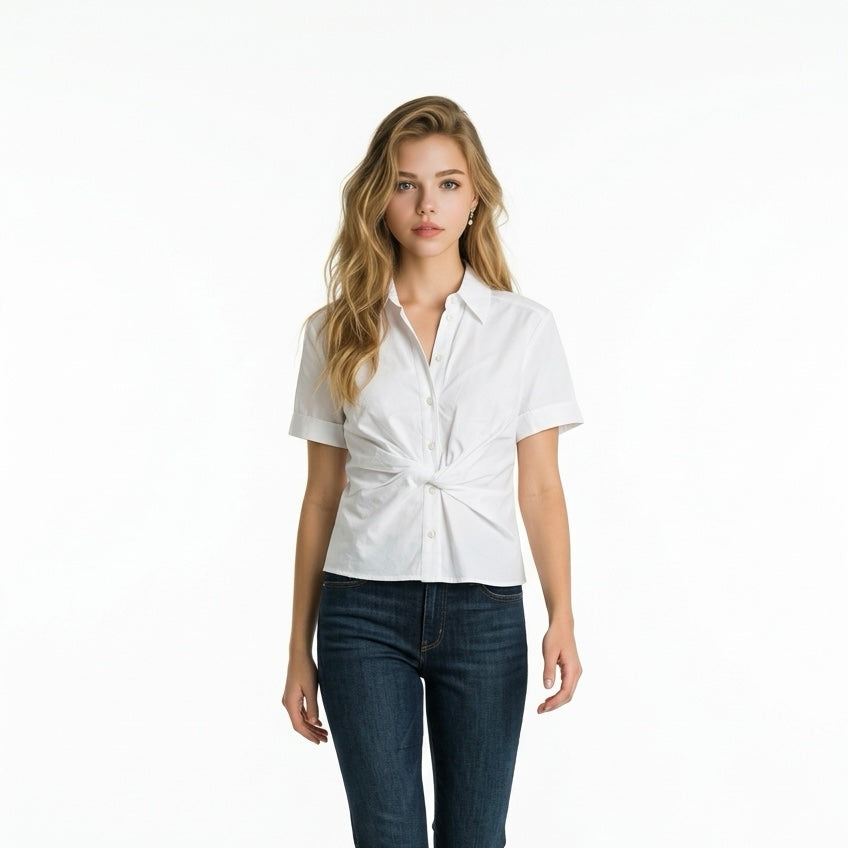 Short Sleeve Twist Front Top