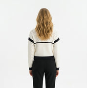 Brooklyn Collarless Sweater Bomber | Ivory