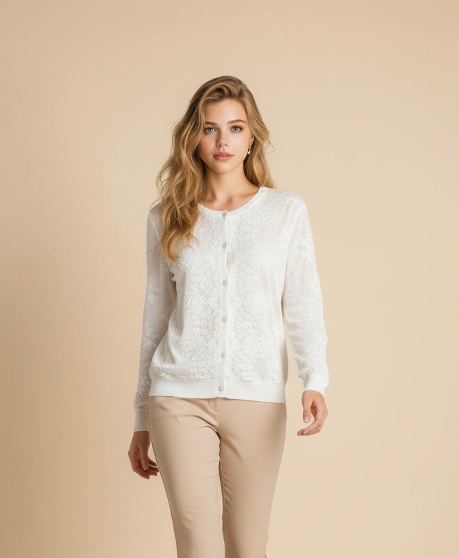Mixed Woven Lace Cardigan
