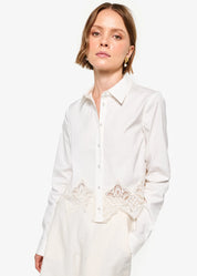CIELO CROPPED COTTON POPLIN BLOUSE | MACADAMIA