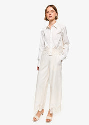 CIELO CROPPED COTTON POPLIN BLOUSE | MACADAMIA