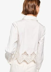 CIELO CROPPED COTTON POPLIN BLOUSE | MACADAMIA