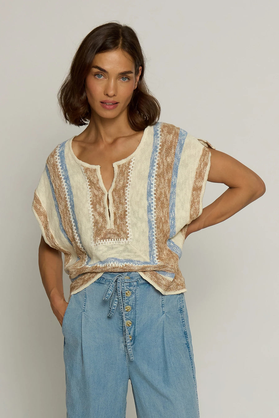 MITRED STRIPE SQUARE TOP