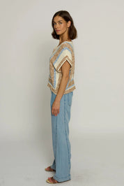 MITRED STRIPE SQUARE TOP