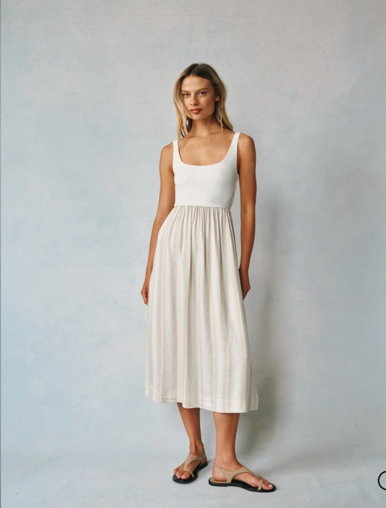 Sleeveless Knit Combo Dress - Positano Sand Stripe
