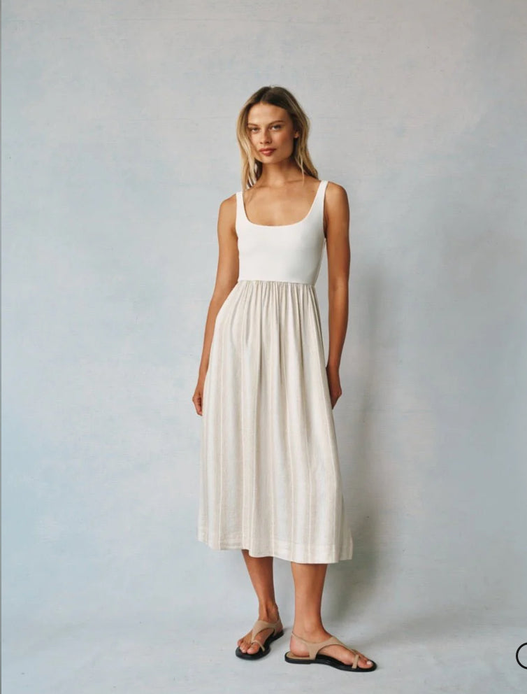 Sleeveless Knit Combo Dress - Positano Sand Stripe
