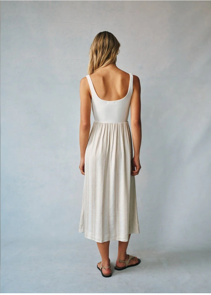 Sleeveless Knit Combo Dress - Positano Sand Stripe