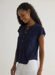 Short Sleeve Placket Pullover