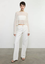 LINEN OPEN KNIT BATEAU SWEATER