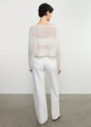 LINEN OPEN KNIT BATEAU SWEATER