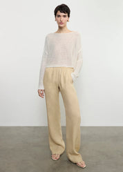 LINEN OPEN KNIT BATEAU SWEATER