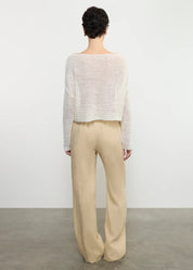 LINEN OPEN KNIT BATEAU SWEATER