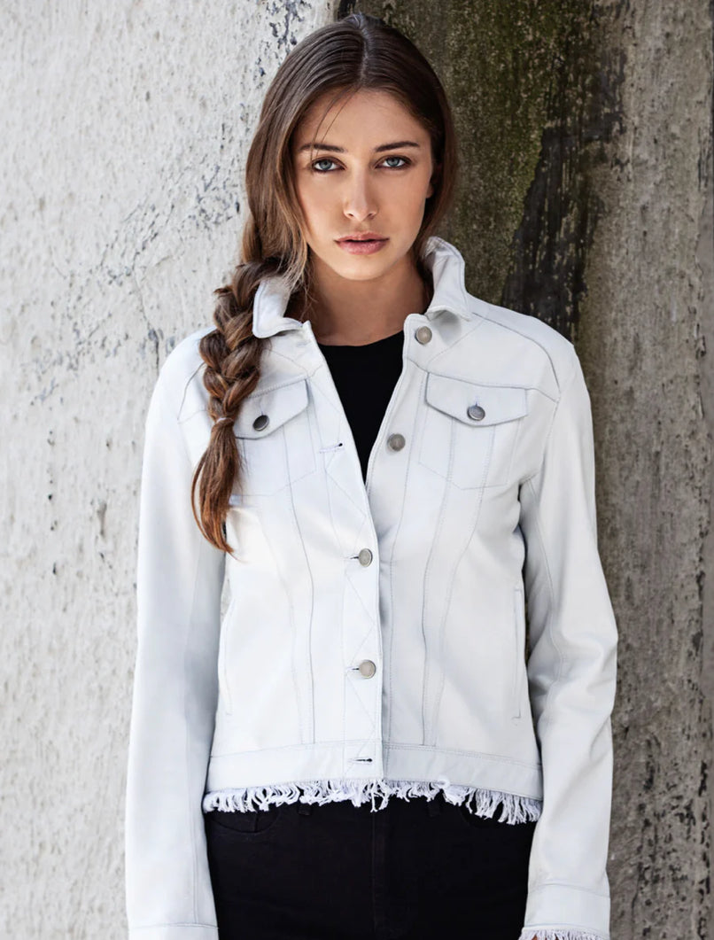 Alexa Leather Jacket | White