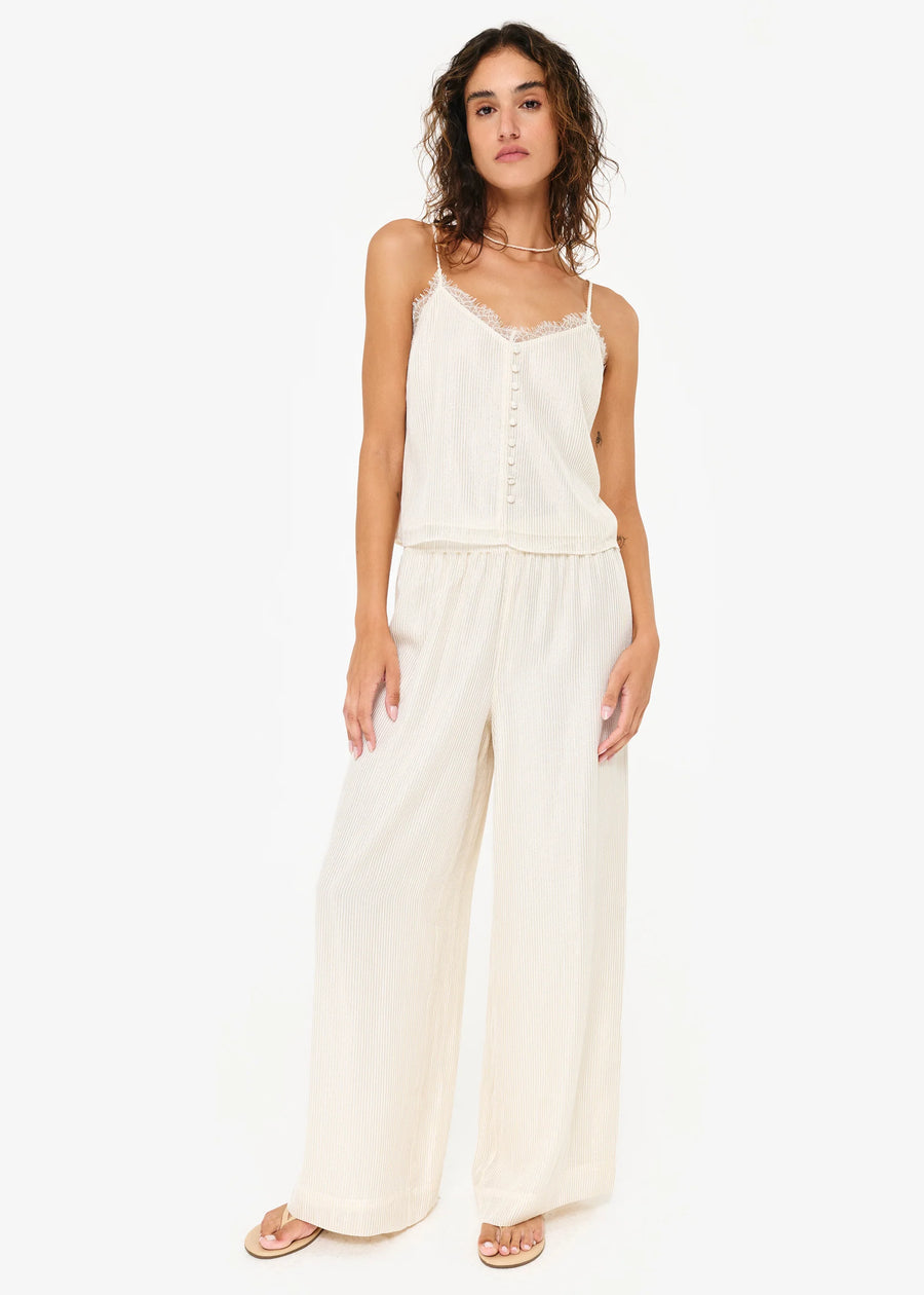 MEDINA METALLIC CHIFFON PANT | WHITE