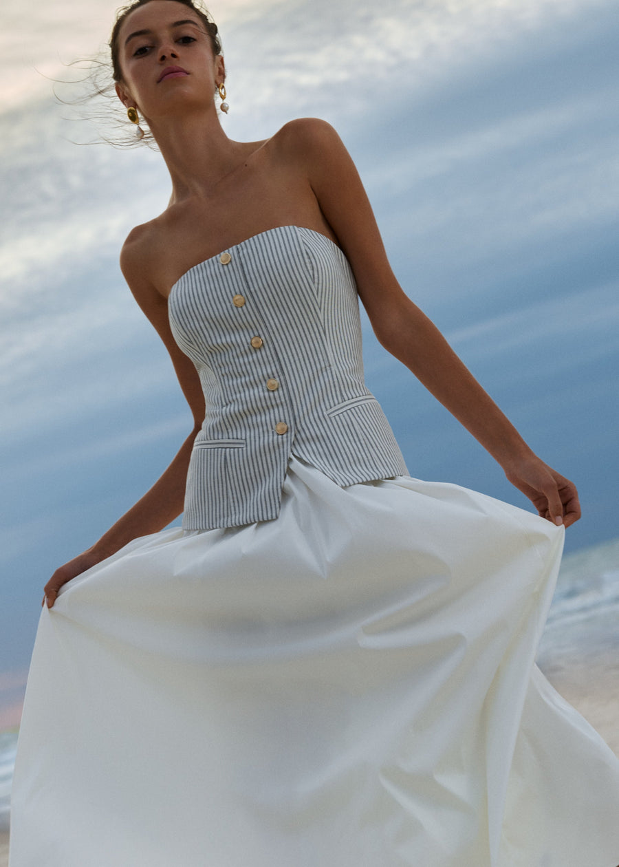 NINEVEH STRAPLESS MAXI DRESS | DOUBLESTRIPE/MACAD