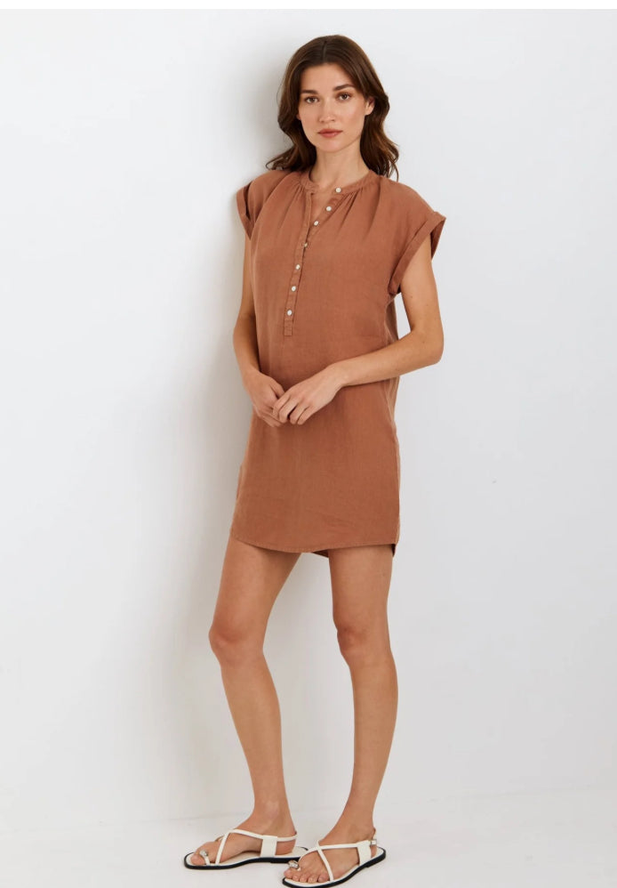 Cap Sleeve Henley Dress