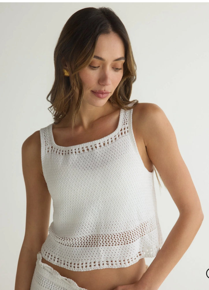 Sleeveless Button Back Crochet Top