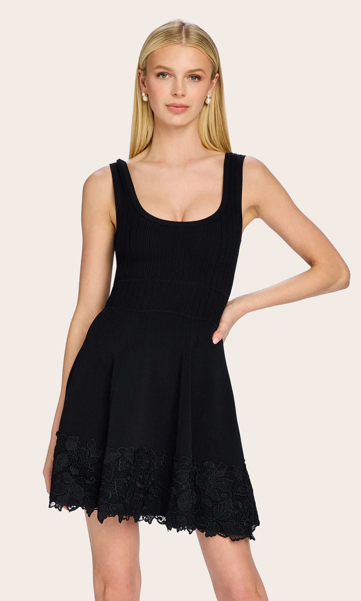 ORPHEUS LACE COMBO RIB DRESS