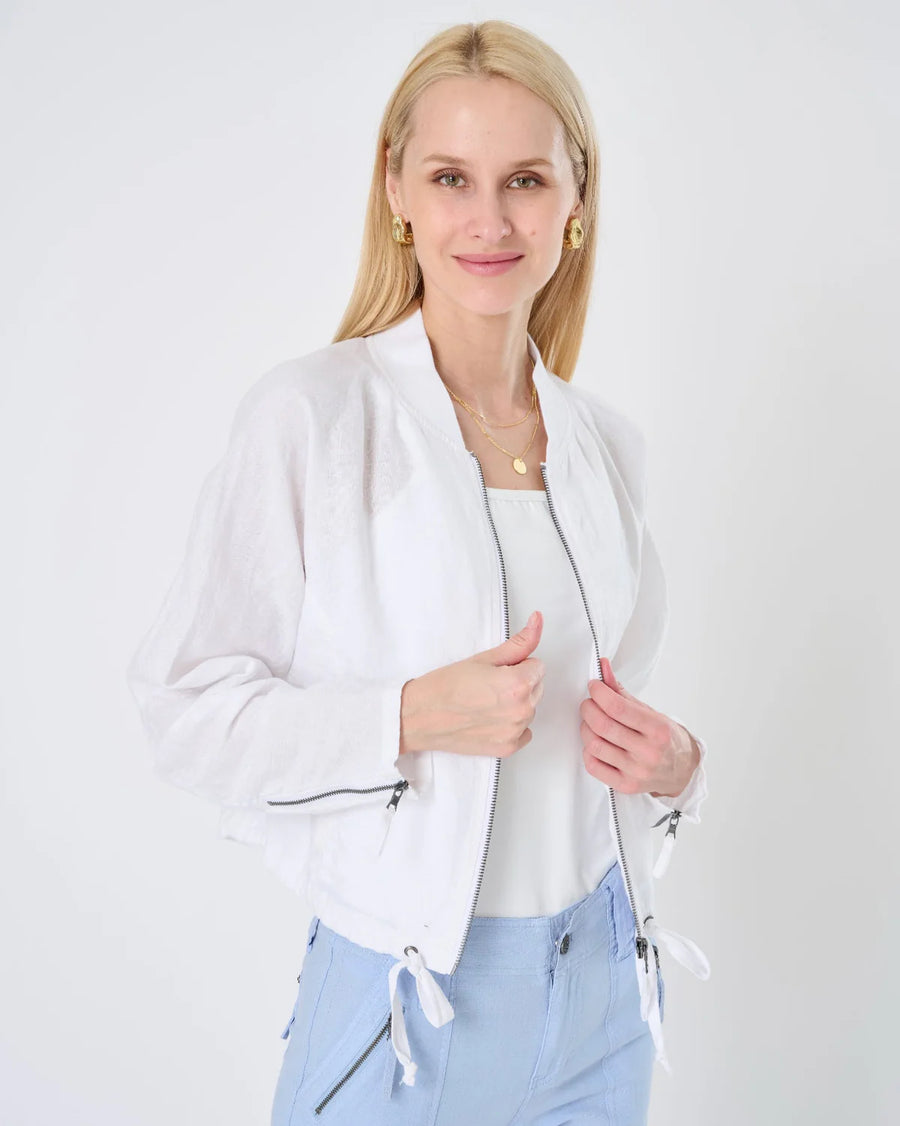 FLORENCE LINEN DOLMAN SLEEVE CROP JACKET