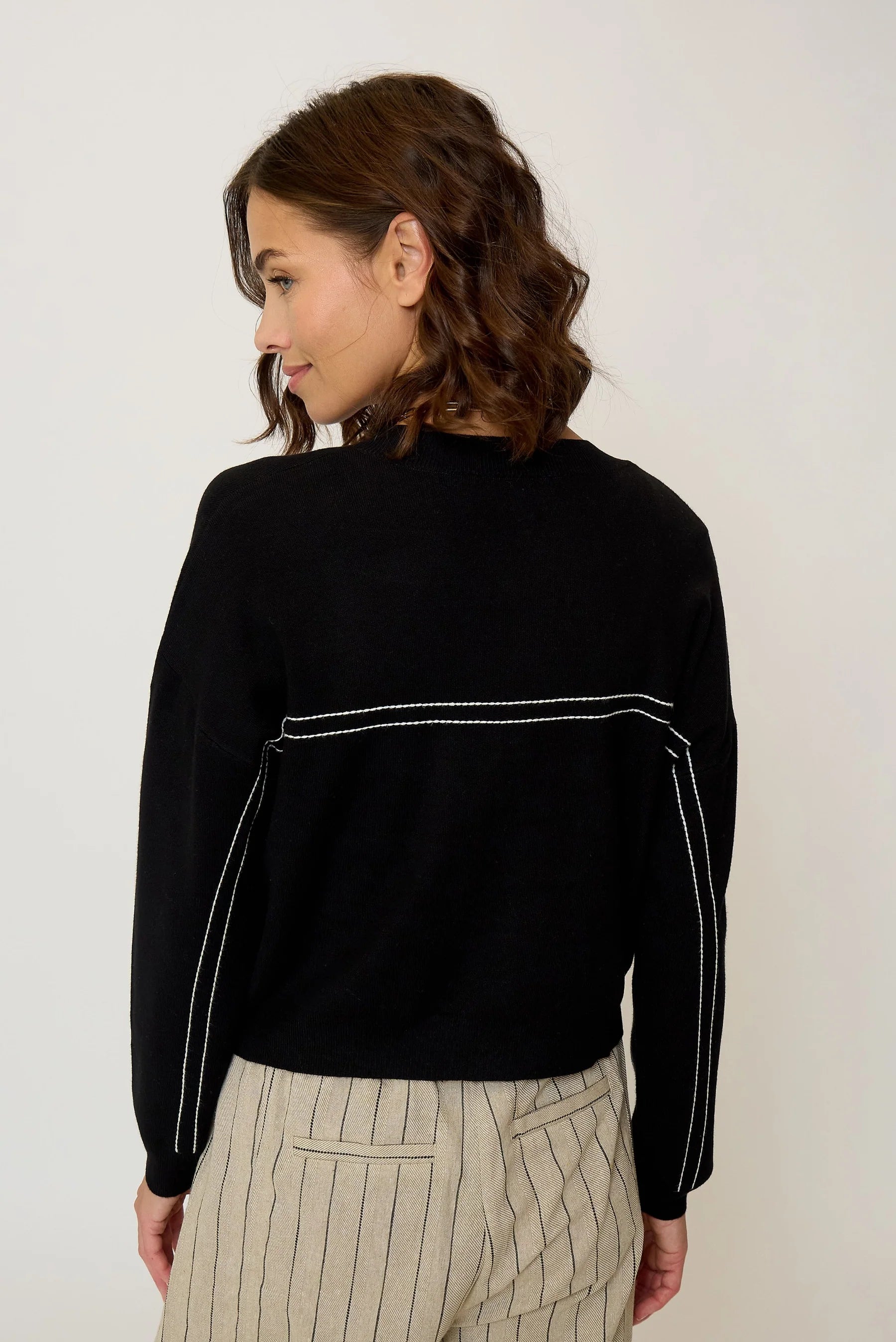 OLIVE OVERSIZED TOPSTITCH CARDIGAN