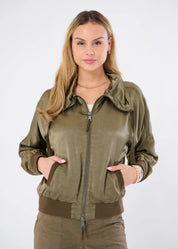 EMILIA VISCOSE SATIN BOXY BOMBER JACKET