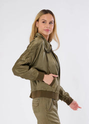 EMILIA VISCOSE SATIN BOXY BOMBER JACKET