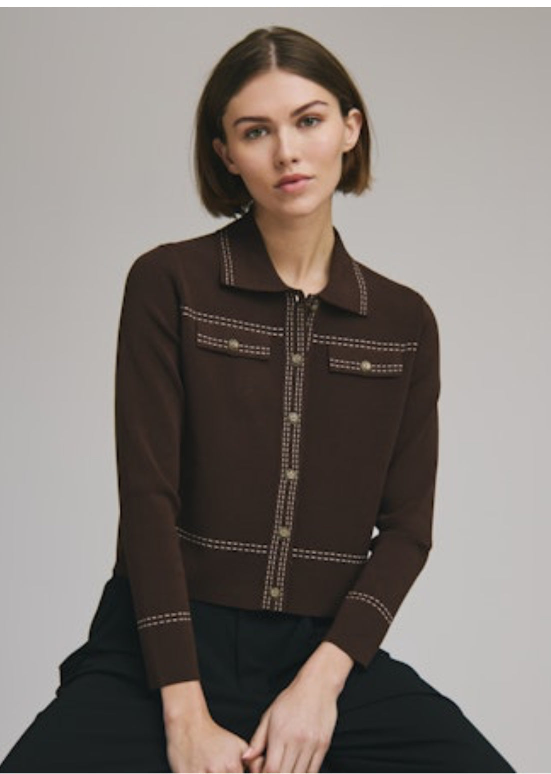 Collared "Denim" Jacket W/ Saddle Stitch Detail