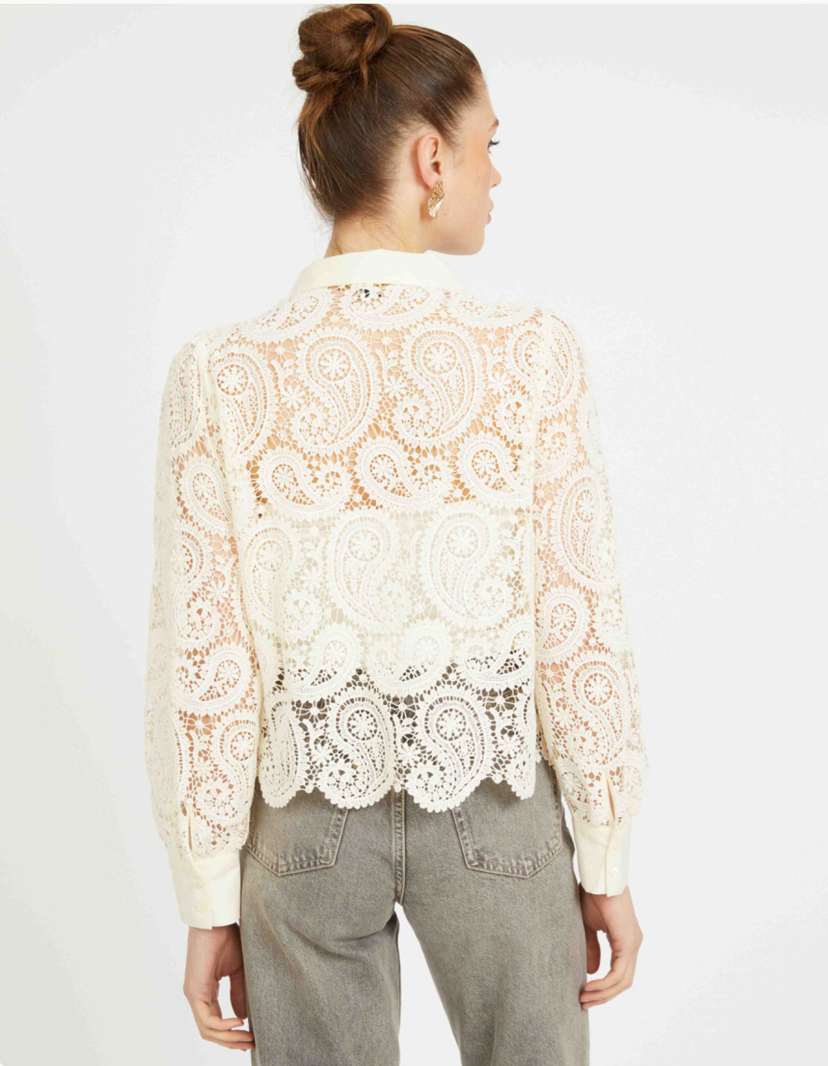 EMMIE TOP IN ANTIQUE WHITE PAISLEY LACE