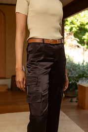 ZENDAYA STRETCH VISCOSE SATIN WIDE LEG PANT