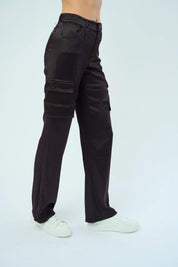 ZENDAYA STRETCH VISCOSE SATIN WIDE LEG PANT