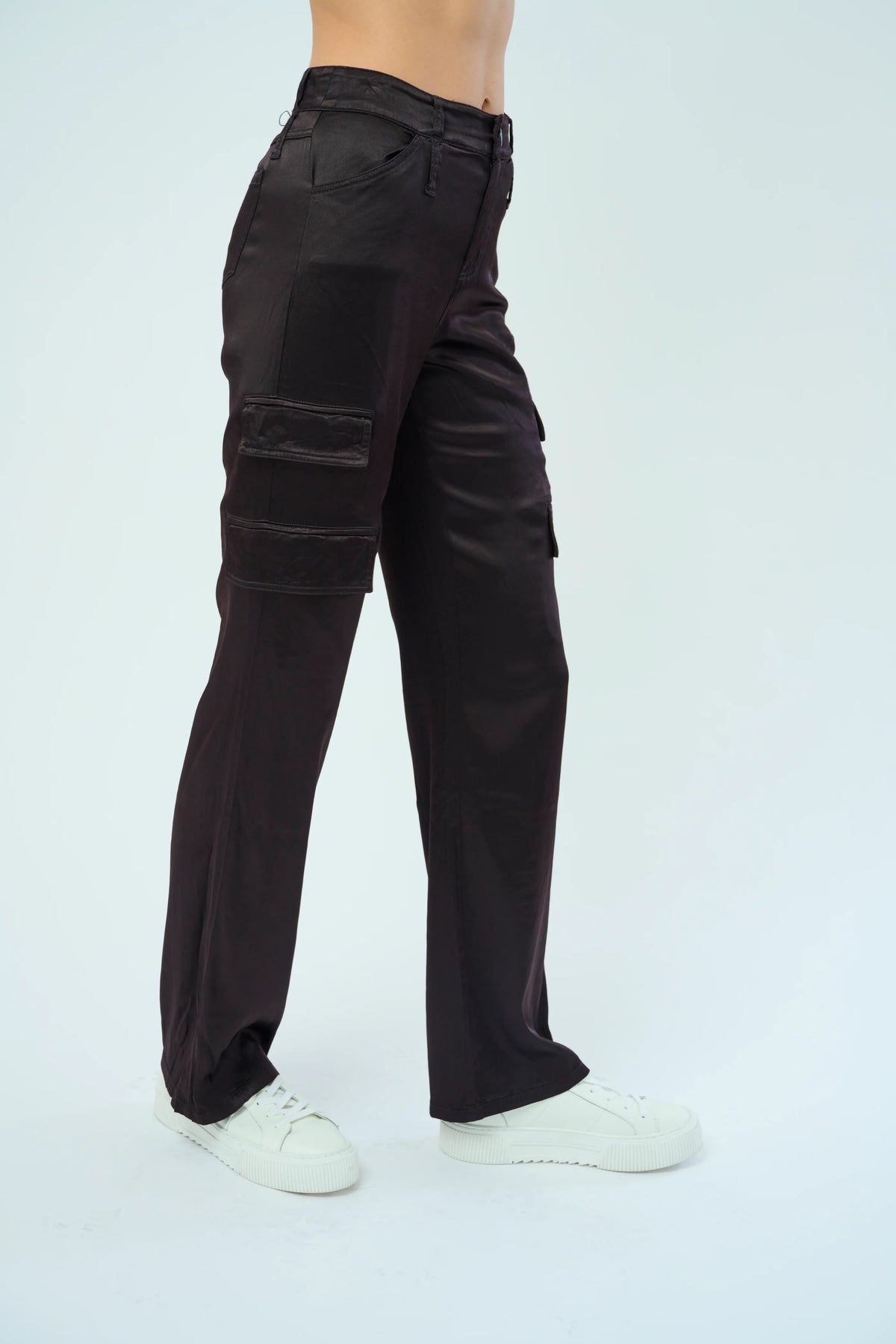 ZENDAYA STRETCH VISCOSE SATIN WIDE LEG PANT