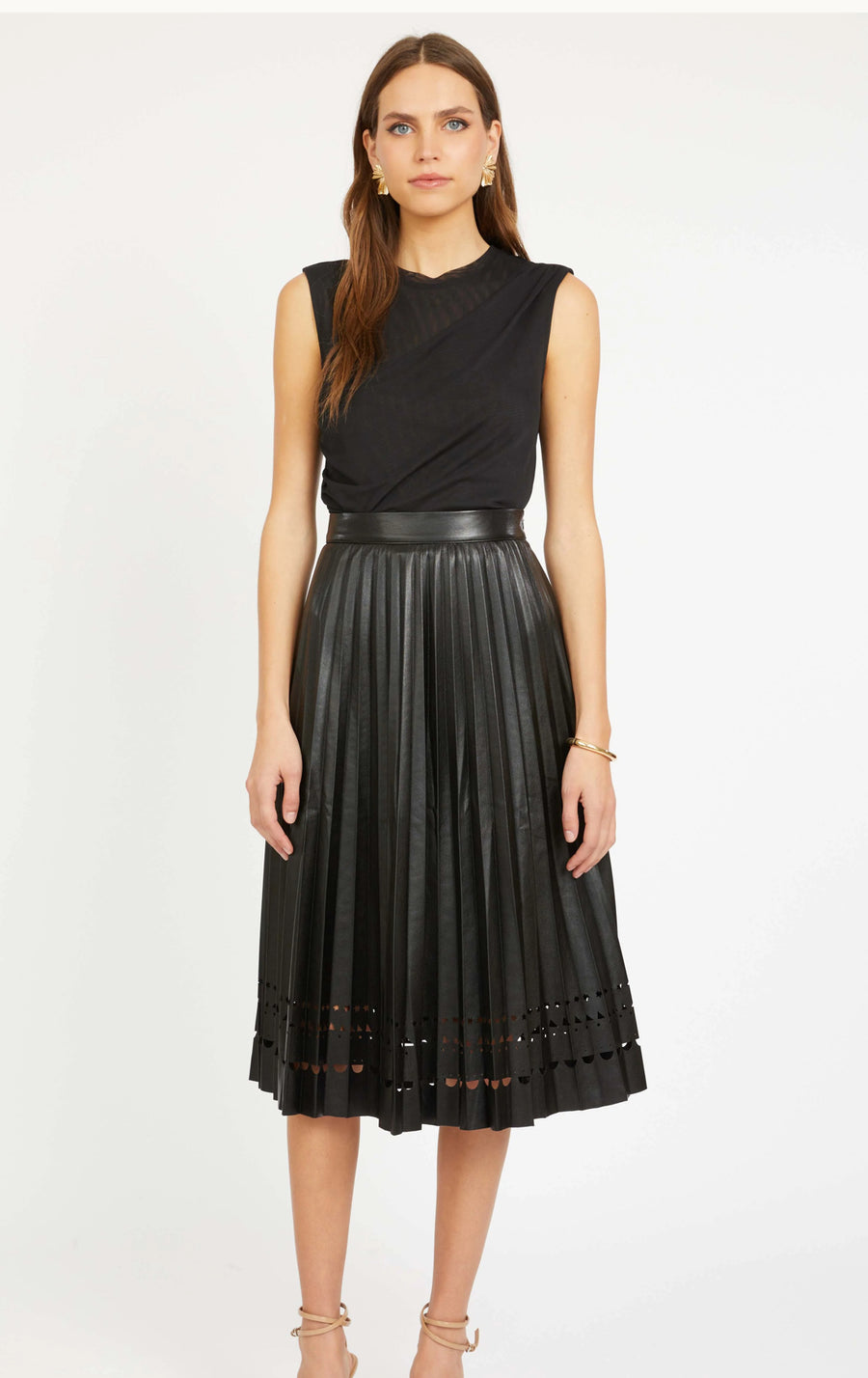 ALANA SKIRT IN BLACK VEGAN LEATHER