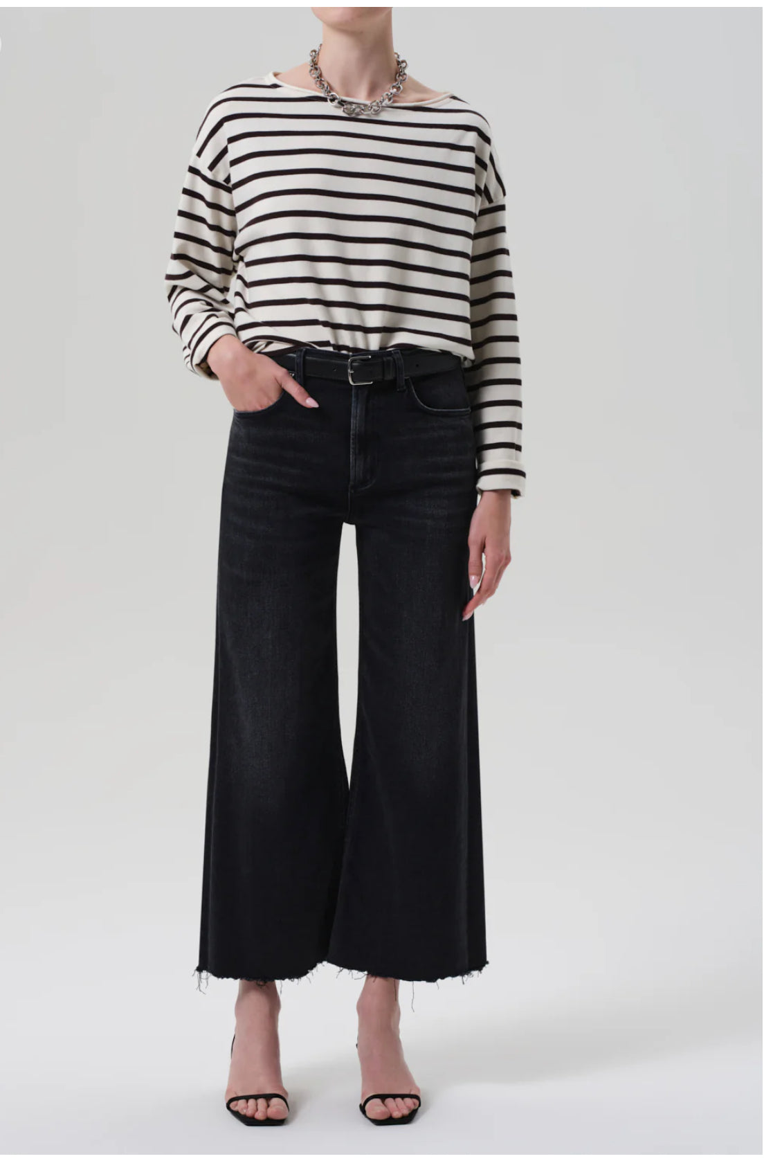 Palma Wide Leg Crop Raw Hem