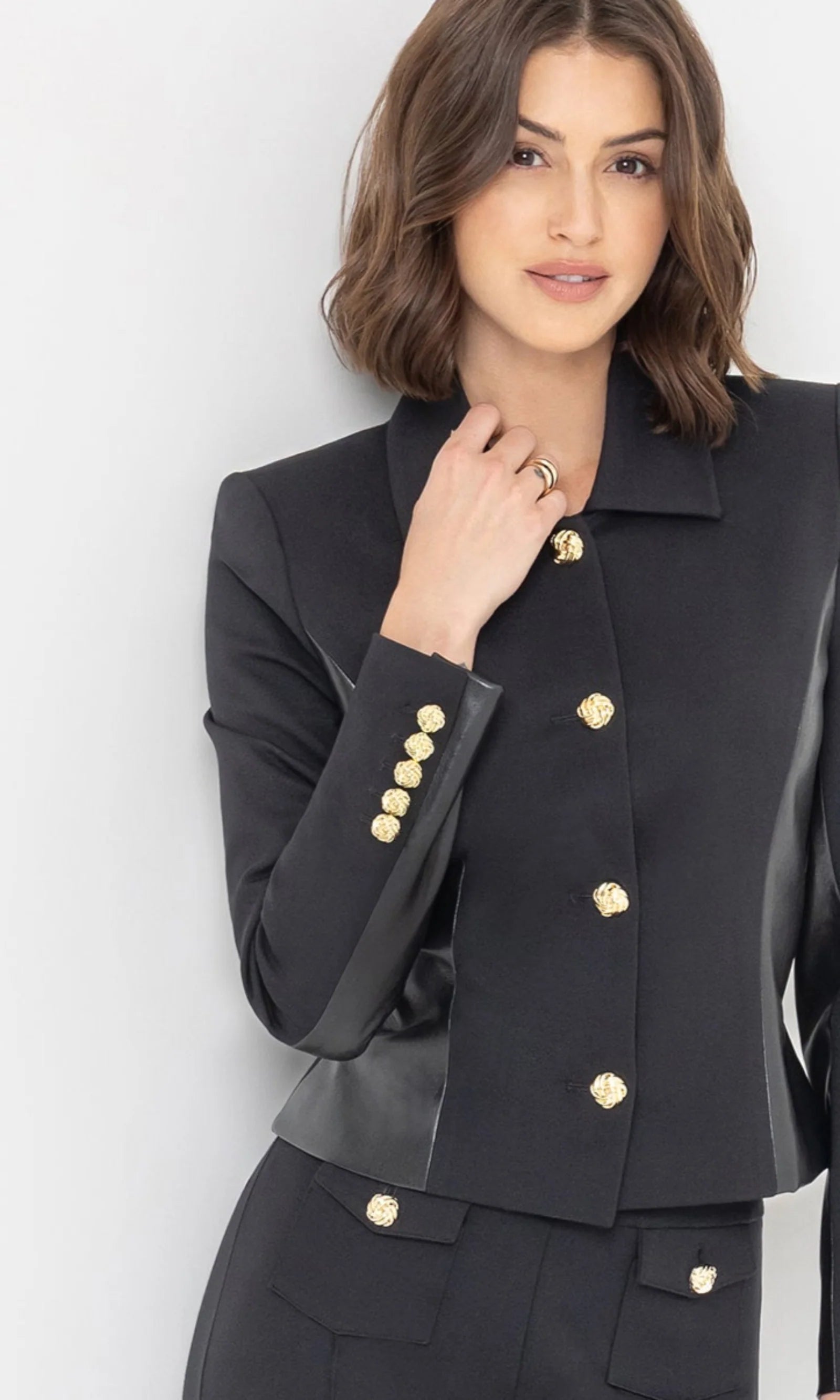 ROBBY VEGAN LEATHER COMBO PONTE JACKET