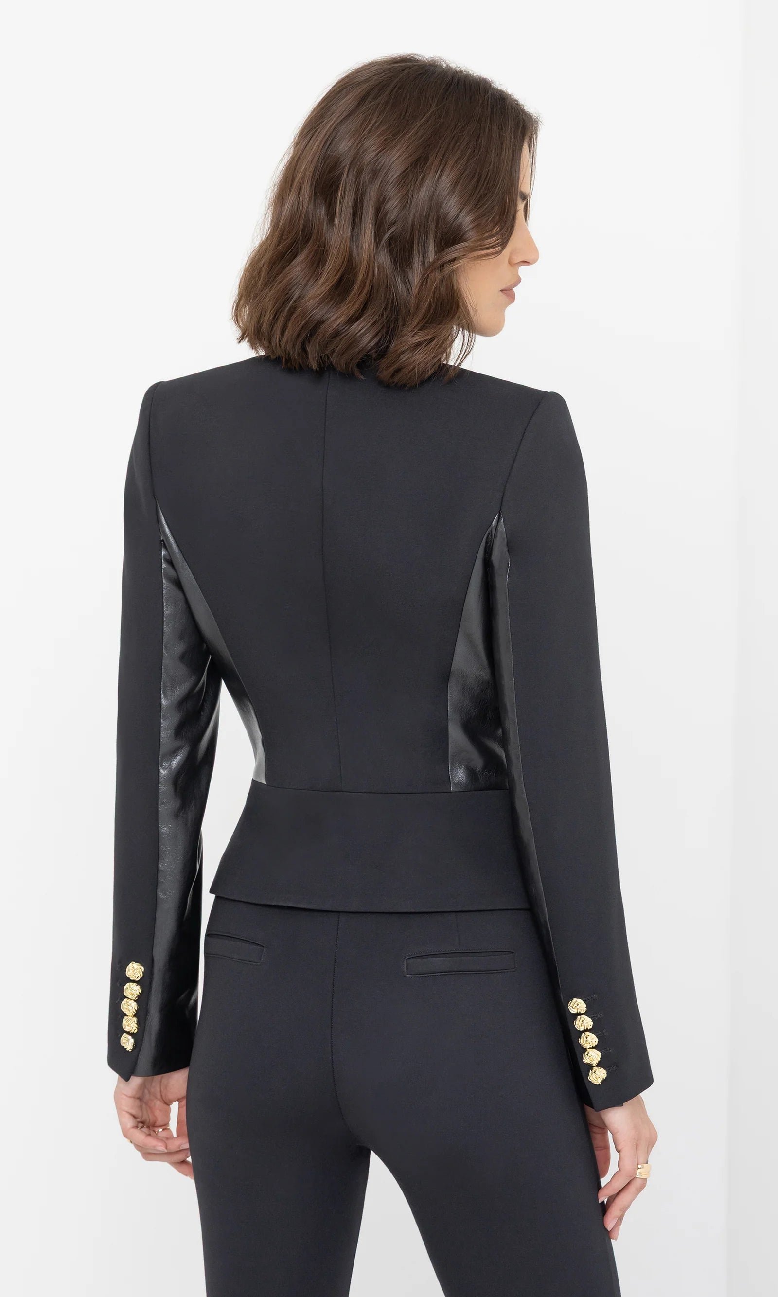 ROBBY VEGAN LEATHER COMBO PONTE JACKET